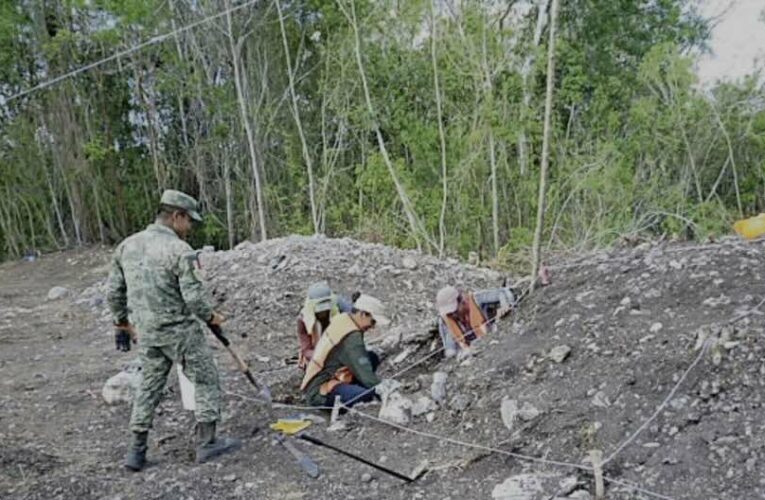 Bajo órdenes militares, el salvamento arqueológico en obras del Tren Maya